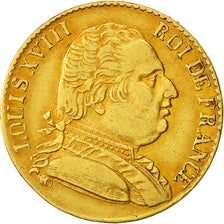 Moneda, Francia, Louis XVIII, 20 Francs, 1815, London, MBC, Oro, KM:1