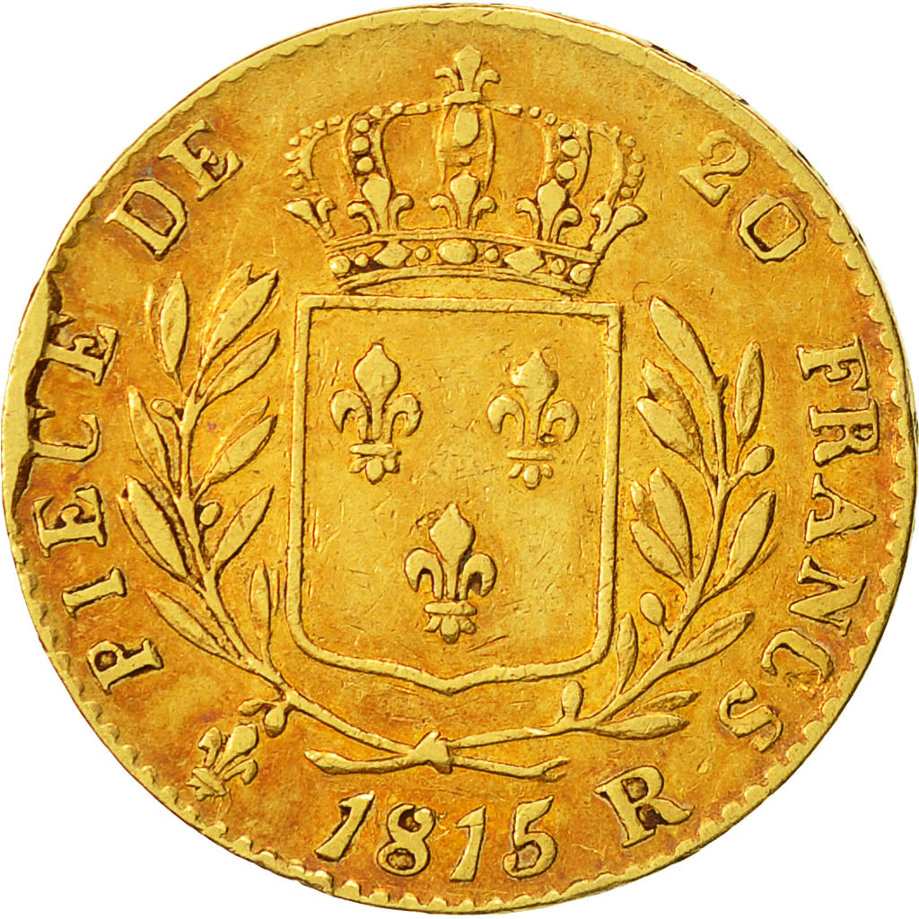 Moneda, Francia, Louis XVIII, 20 Francs, 1815, London, MBC, Oro, KM:1