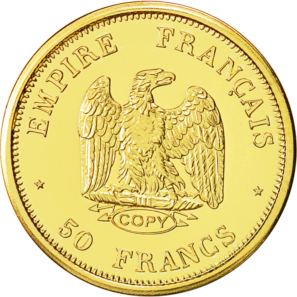 Frankreich, Medaille, Reproduction 50 Francs Napoléon, 1854, UNZ, Gold
