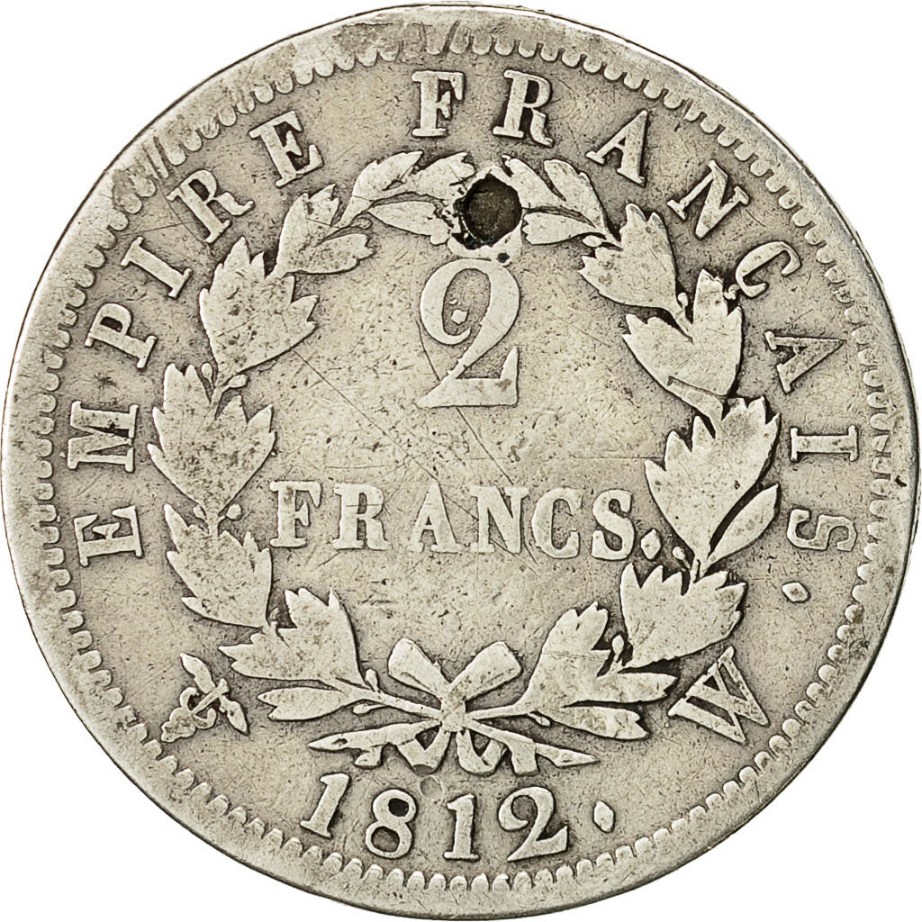 Moneta, Francia, Napoléon I, 2 Francs, 1812, Lille, MB, Argento, KM:693.15
