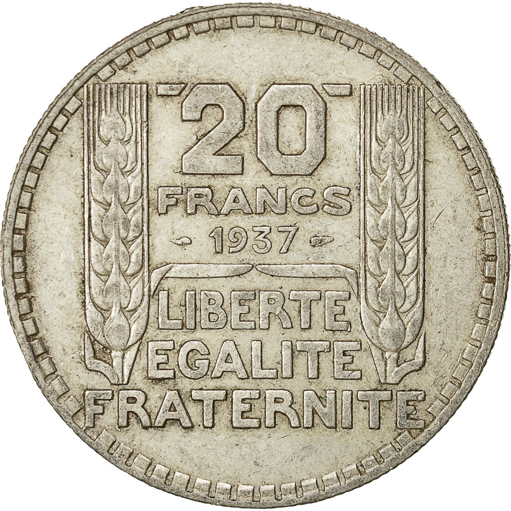 Münze, Frankreich, Turin, 20 Francs, 1937, Paris, SS, Silber, KM:879