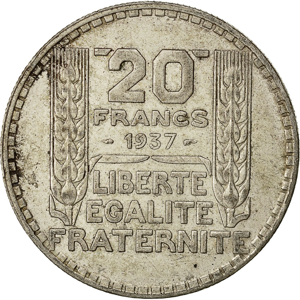 Münze, Frankreich, Turin, 20 Francs, 1937, Paris, SS, Silber, KM:879