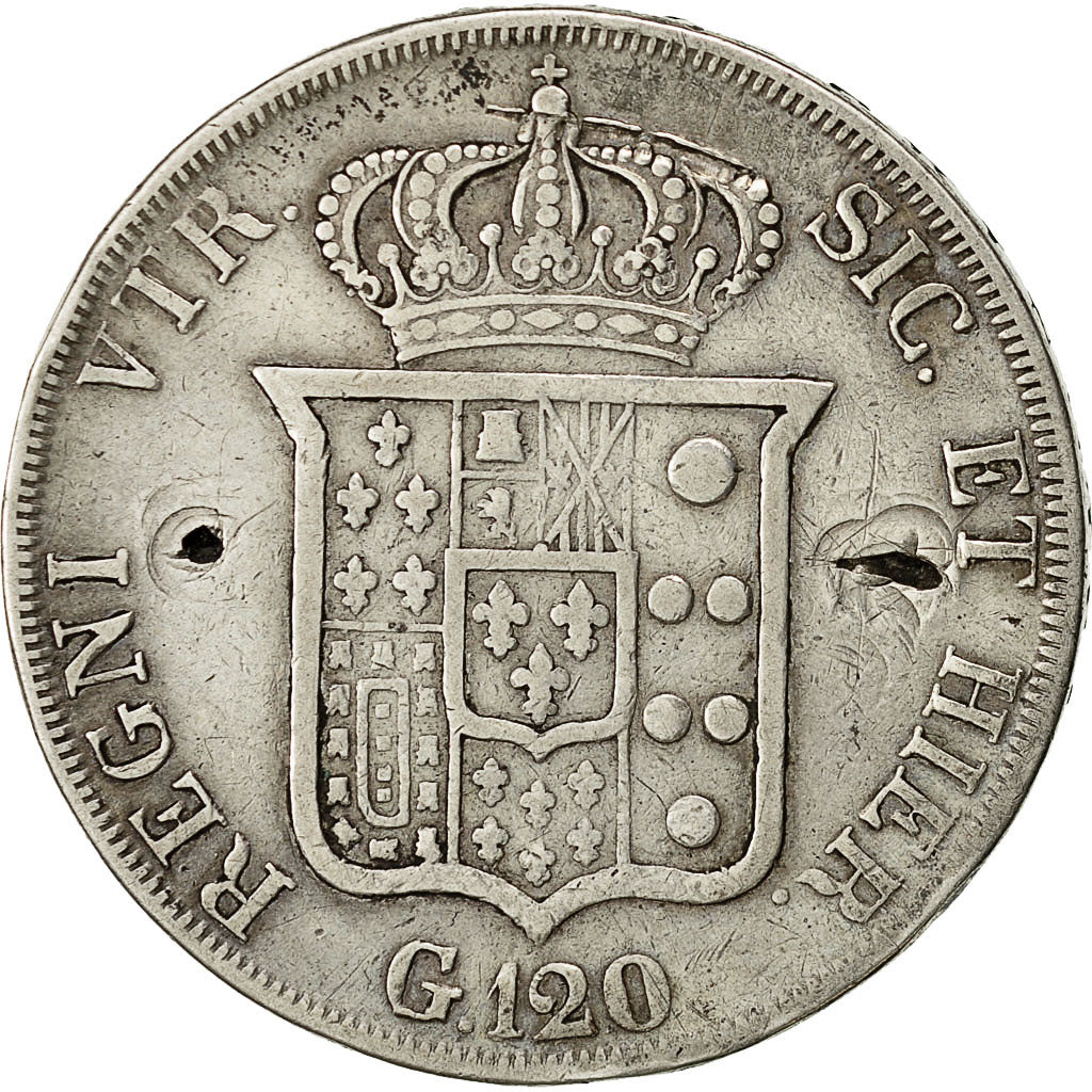 Coin, ITALIAN STATES, NAPLES, Ferdinando II, 120 Grana, 1831, VF(20-25), Silver