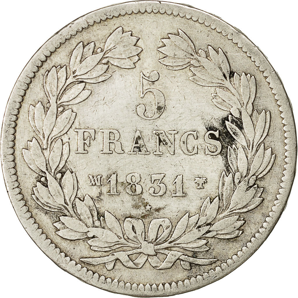 Coin, France, Louis-Philippe, 5 Francs, 1831, Marseille, EF(40-45), Silver