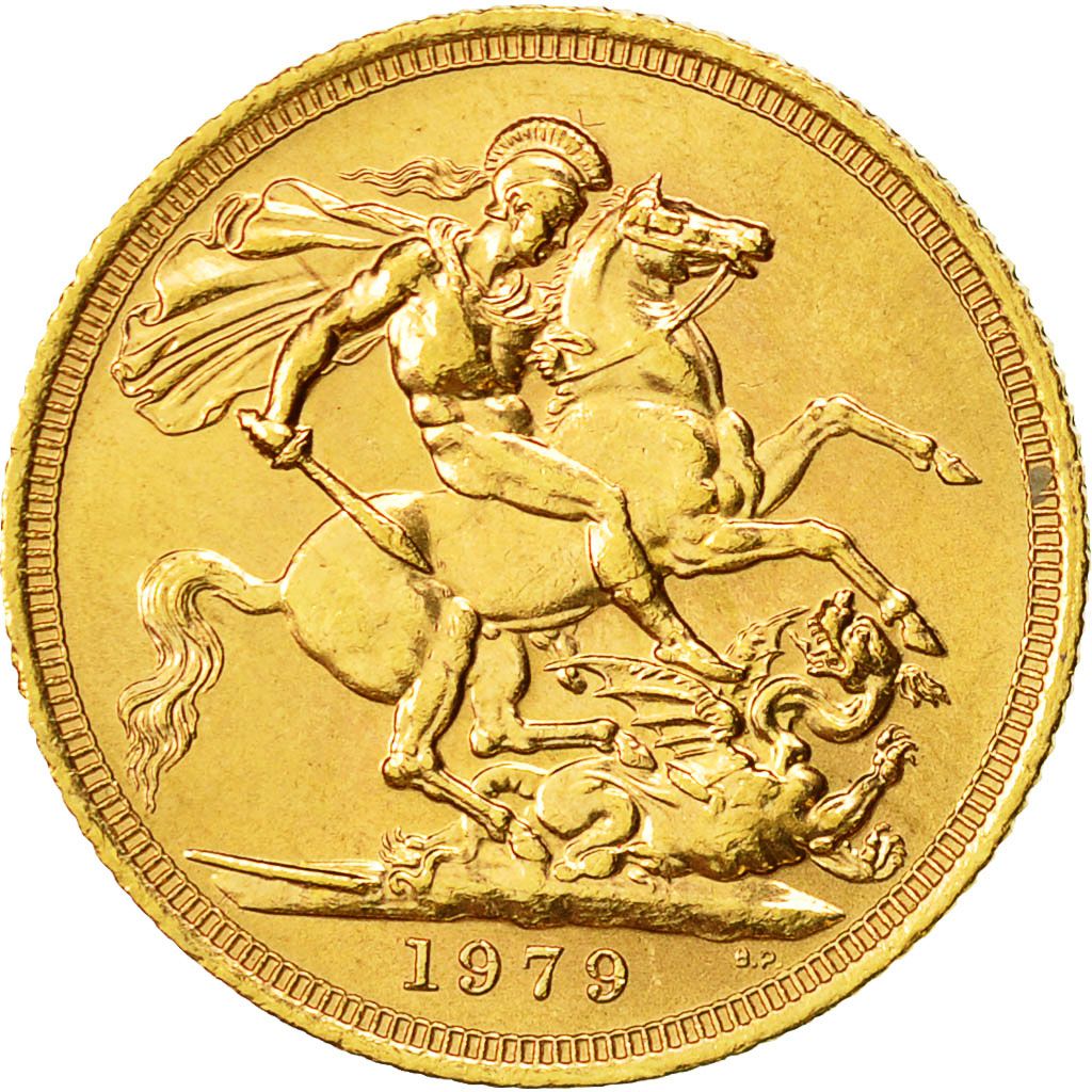 Coin, Great Britain, Elizabeth II, Sovereign, 1979, MS(63), Gold, KM:919