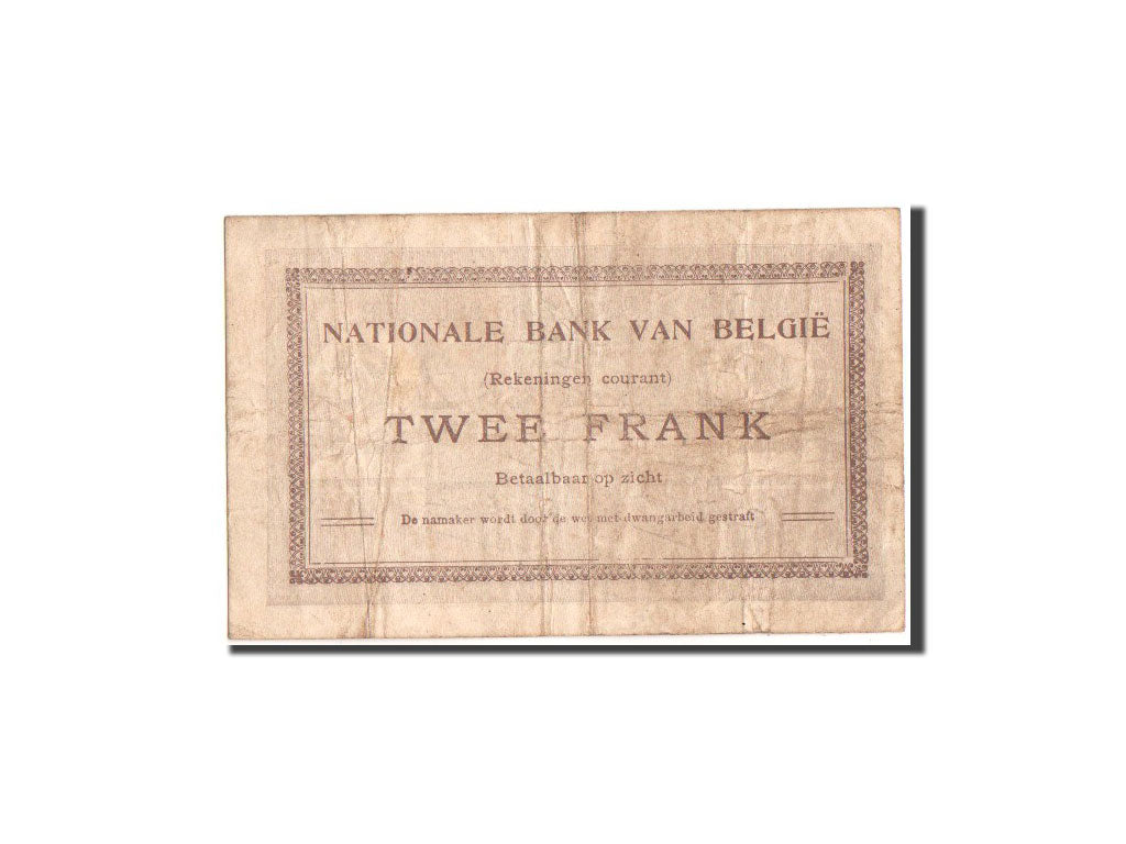 Belgium, Banque Nationale, Comptes Courants, 2 Francs, 27.8.1914, KM:82