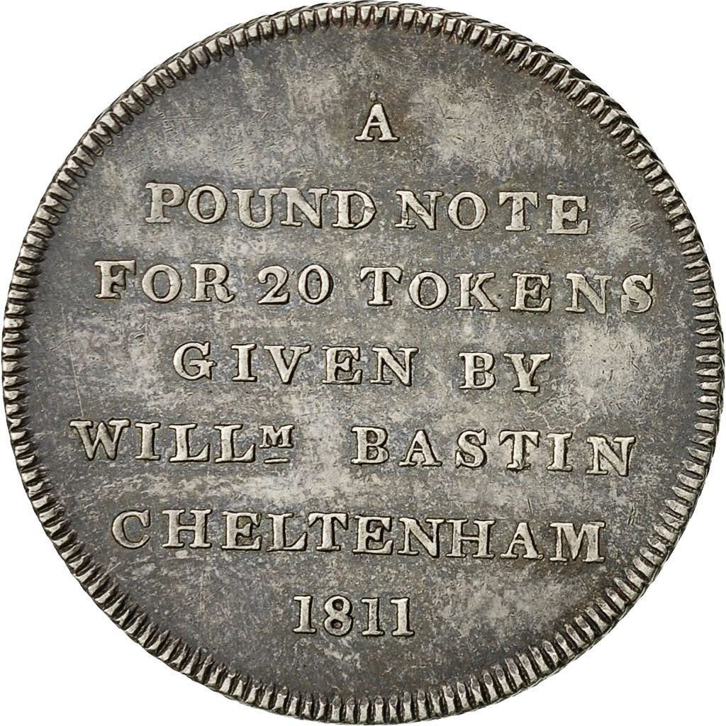 Coin, Great Britain, Silver Token, Bastin Cheltenham, Shilling, 1811, AU(55-58)