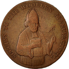 Coin, Great Britain, Woollen Manufactory, Halfpenny Token, 1792, EF(40-45)