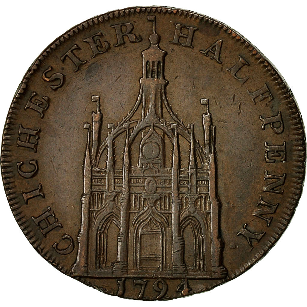 Coin, Great Britain, Queen Elizabeth, Chichester, Halfpenny Token, 1794