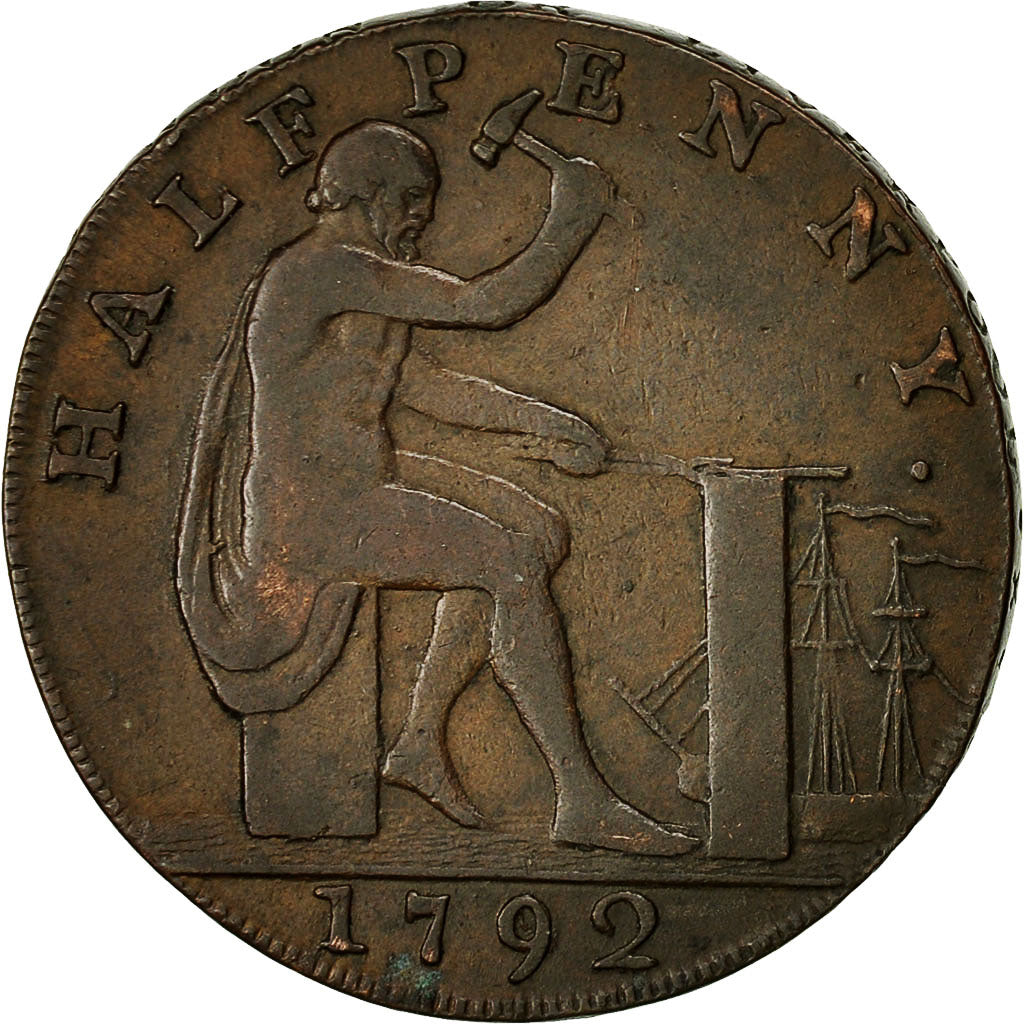 Coin, Great Britain, Warwickshire, Halfpenny Token, 1792, EF(40-45), Copper