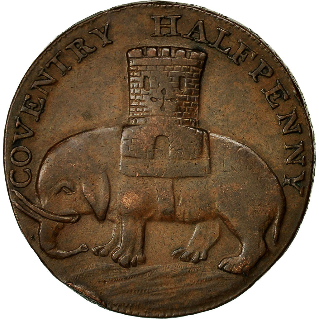 Coin, Great Britain, Coventry, Halfpenny Token, 1792, EF(40-45), Copper