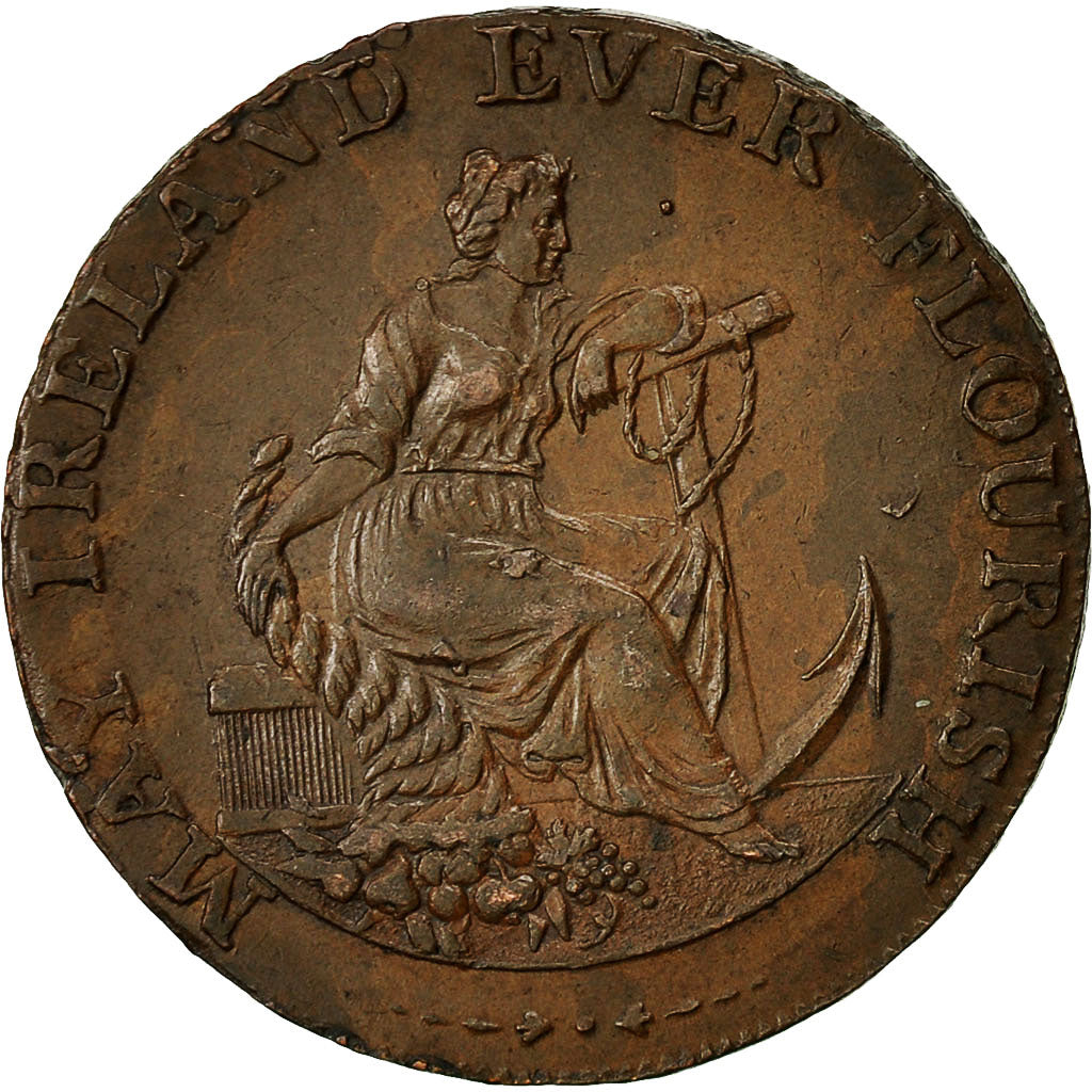 Moneda, Gran Bretaña, May Ireland Ever Flourish, Halfpenny Token, 1794, MBC+