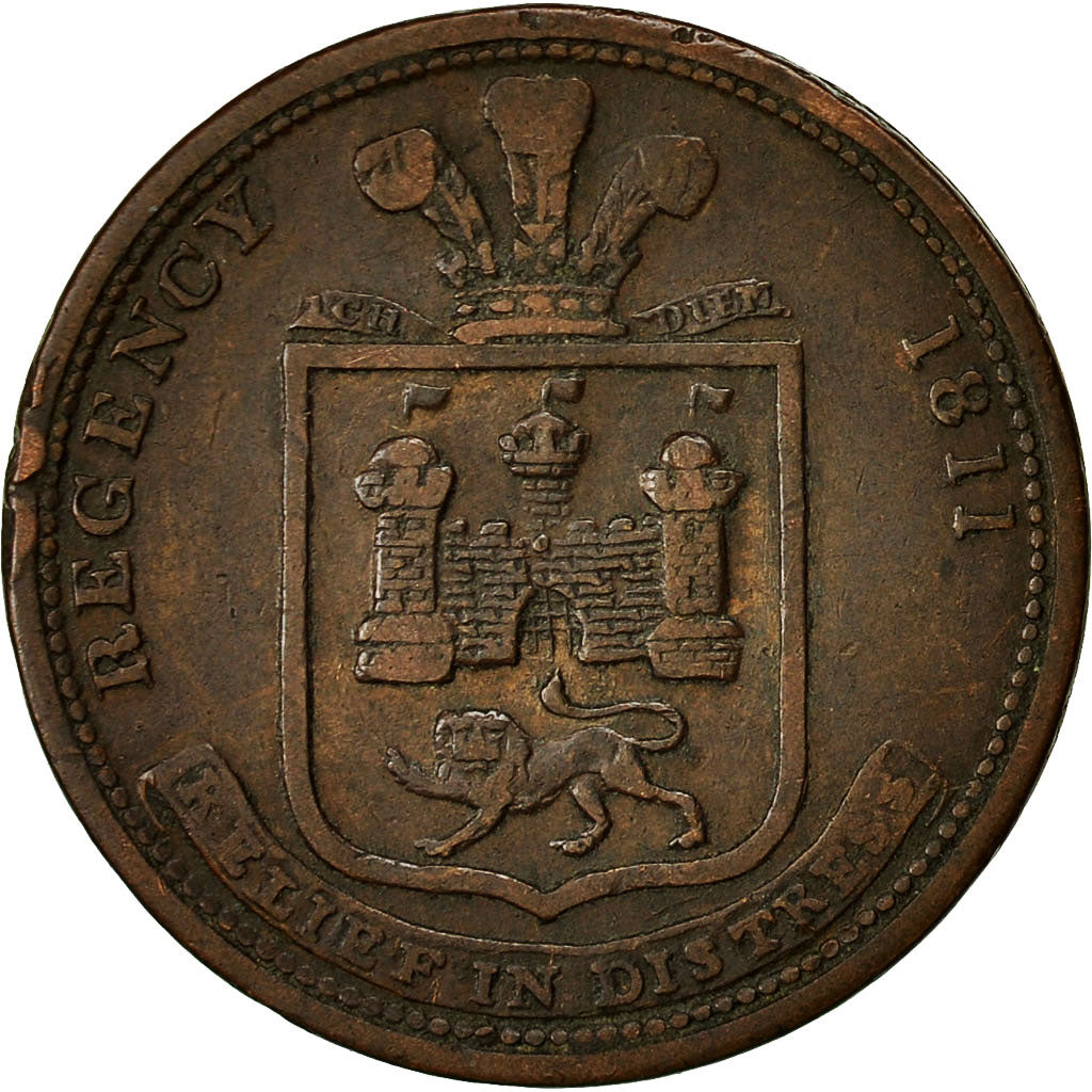 Coin, Great Britain, Dunham & Vallop, Halfpenny Token, 1811, VF(20-25), Copper