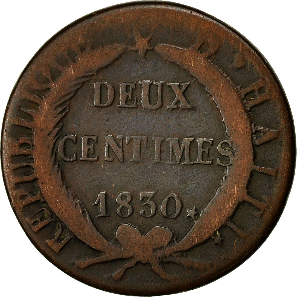 Münze, Haiti, 2 Centimes, 1830, SGE+, Kupfer, KM:A22