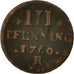 Münze, Deutsch Staaten, ROSTOCK, 3 Pfennig, Dreiling, 1760, Rostock, S, Kupfer
