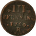 Coin, German States, ROSTOCK, 3 Pfennig, Dreiling, 1760, Rostock, VF(20-25)