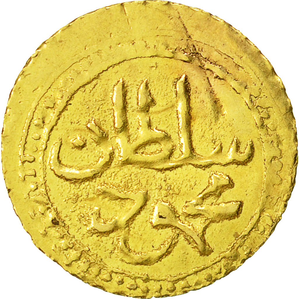 Coin, Algeria, ALGIERS, Mahmud II, 1/4 Sultani, 1827, Jaza'ir, EF(40-45), Gold