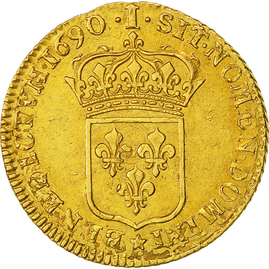 Münze, Frankreich, Louis XIV, Louis d'or à l'écu, Louis d'Or, 1690, Limoges