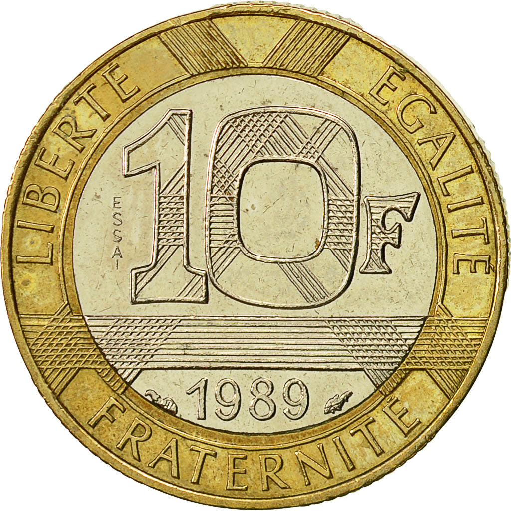Coin, France, Montesquieu, 10 Francs, 1989, Paris, ESSAI, MS(63), Bi-Metallic