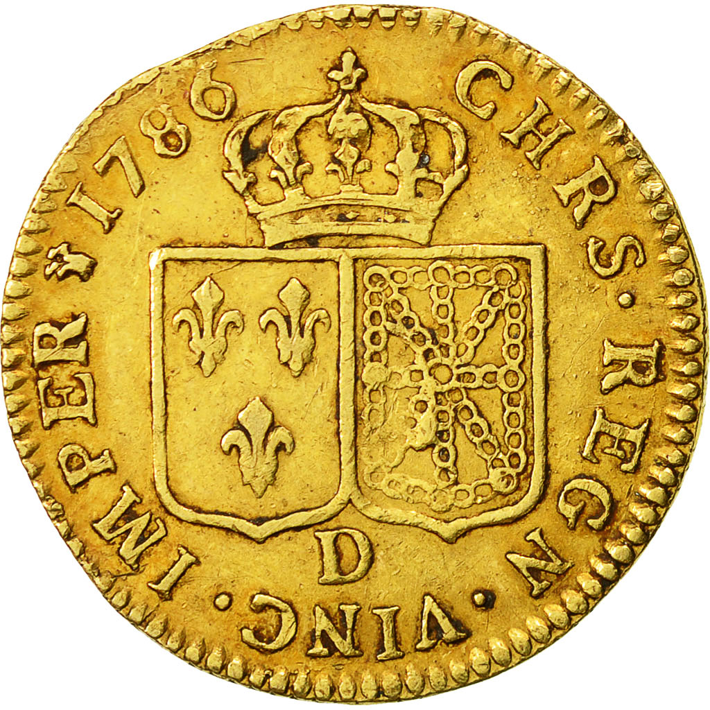 France, Louis XVI, Louis d'or à la tête nue, 1786, Lyon, EF(40-45), KM:591.5