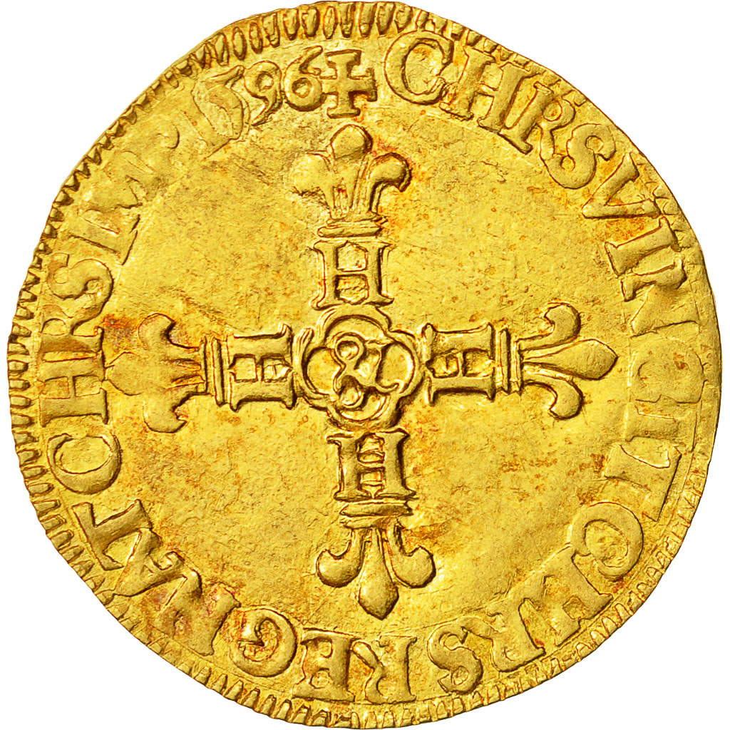 Münze, Frankreich, Henri IV, Ecu d'or, 1596, Aix, VZ, Gold, KM:10.6