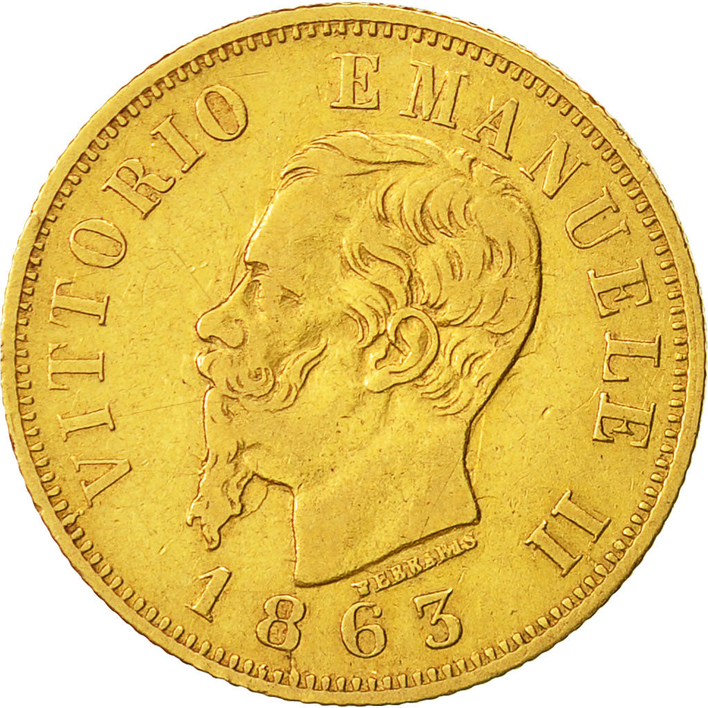 Monnaie, Italie, Vittorio Emanuele II, 10 Lire, 1863, Torino, TTB, Or, KM:9.3