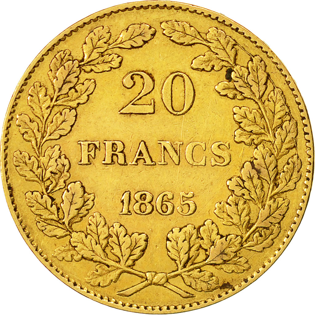 Coin, Belgium, Leopold I, 20 Francs, 20 Frank, 1865, EF(40-45), Gold, KM:23