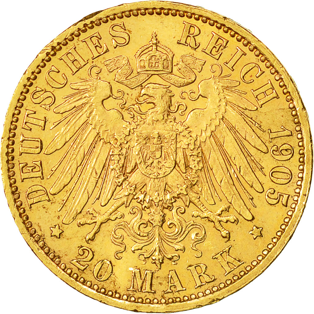 Coin, German States, SAXONY-ALBERTINE, Friedrich August III, 20 Mark, 1905