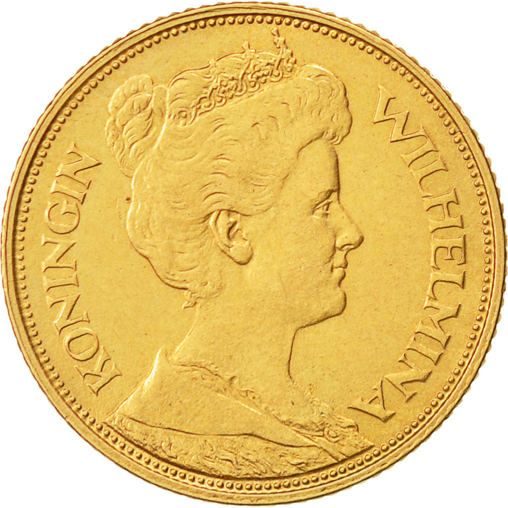 Münze, Niederlande, Wilhelmina I, 5 Gulden, 1912, VZ, Gold, KM:151