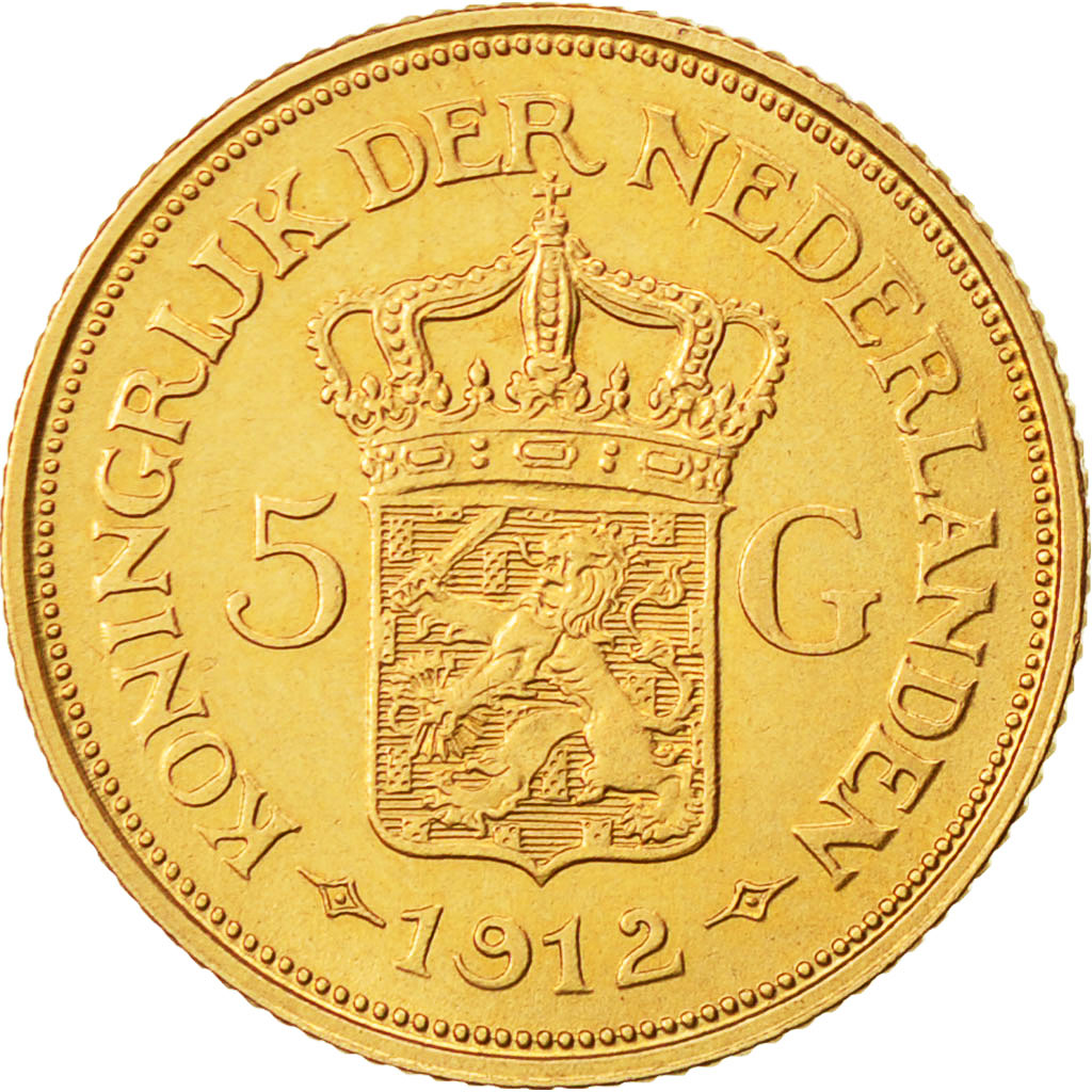 Münze, Niederlande, Wilhelmina I, 5 Gulden, 1912, VZ, Gold, KM:151