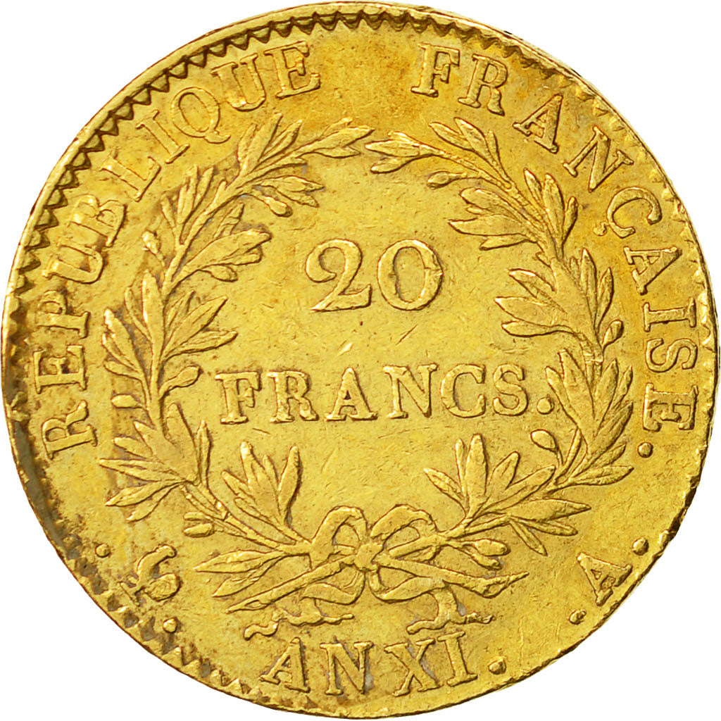 Moneda, Francia, Napoléon I, 20 Francs, An XI, Paris, MBC, Oro, KM:651