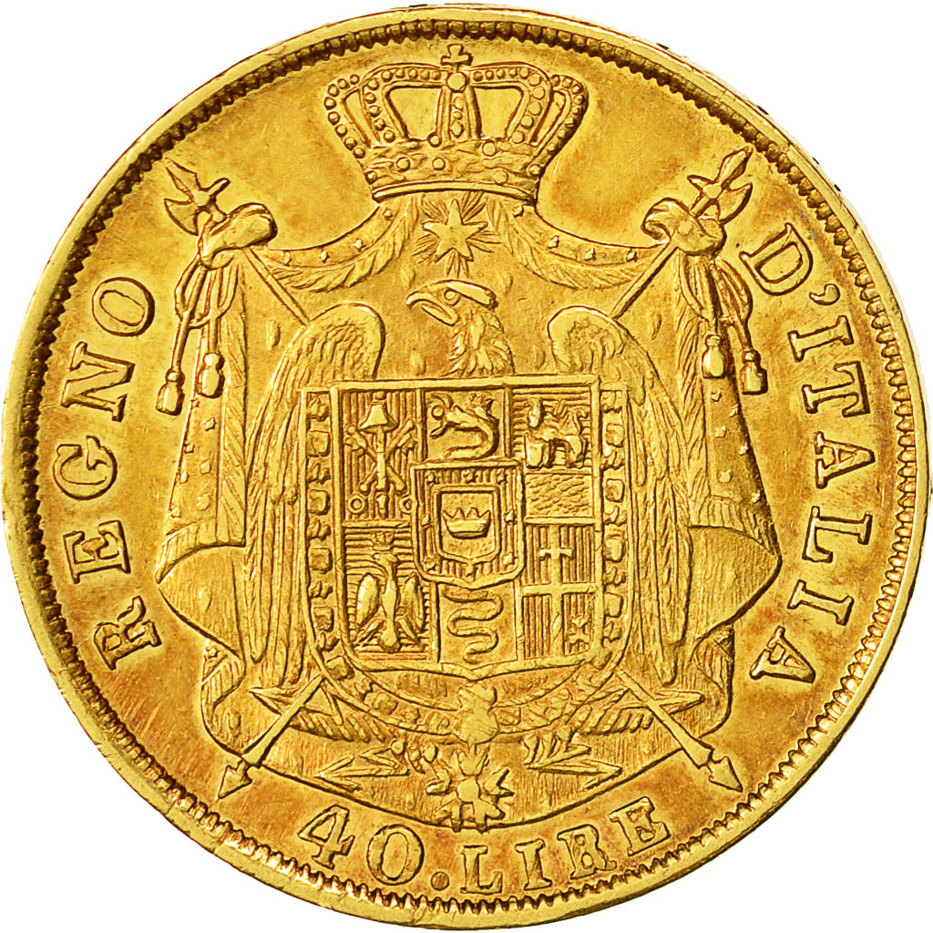 Münze, Italien Staaten, KINGDOM OF NAPOLEON, Napoleon I, 40 Lire, 1814, Milan