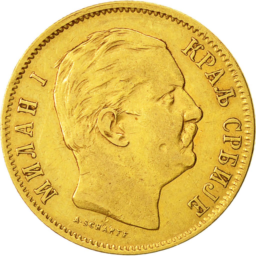 Coin, Serbia, Milan I, 10 Dinara, 1882, EF(40-45), Gold, KM:16