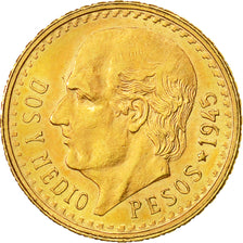 Moneta, Messico, 2-1/2 Pesos, 1945, Mexico City, SPL, Oro, KM:463
