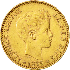 Moneda, España, Alfonso XIII, 20 Pesetas, 1899, MBC, Oro, KM:709