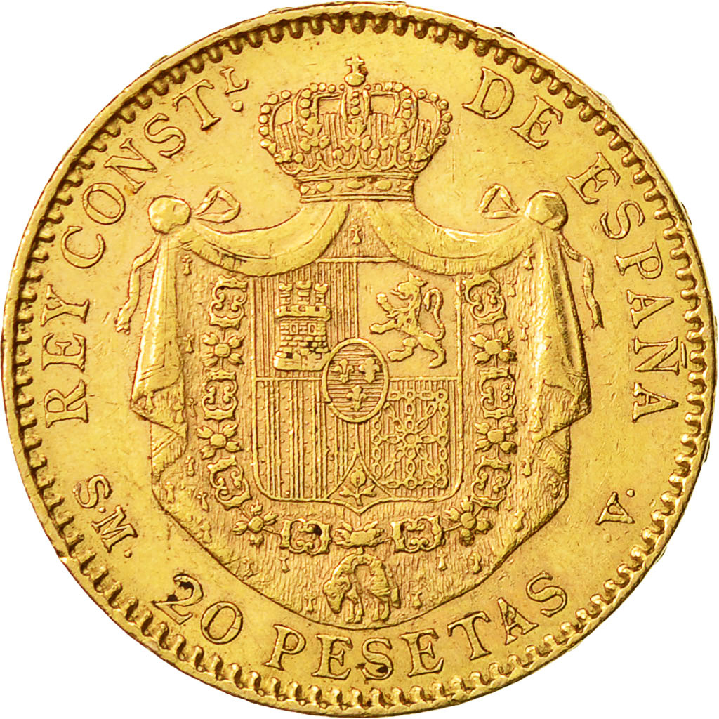 Moneda, España, Alfonso XIII, 20 Pesetas, 1899, MBC, Oro, KM:709
