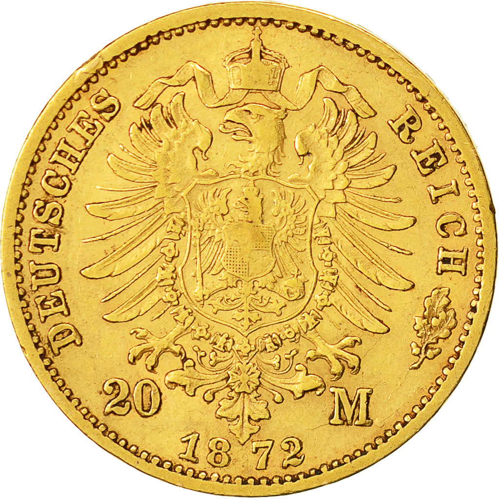 Coin, German States, SAXONY-ALBERTINE, Johann, 20 Mark, 1872, Muldenhütten