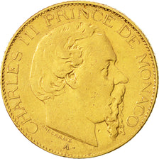 Coin, Monaco, Charles III, 20 Francs, Vingt, 1879, Paris, EF(40-45), Gold, KM:98