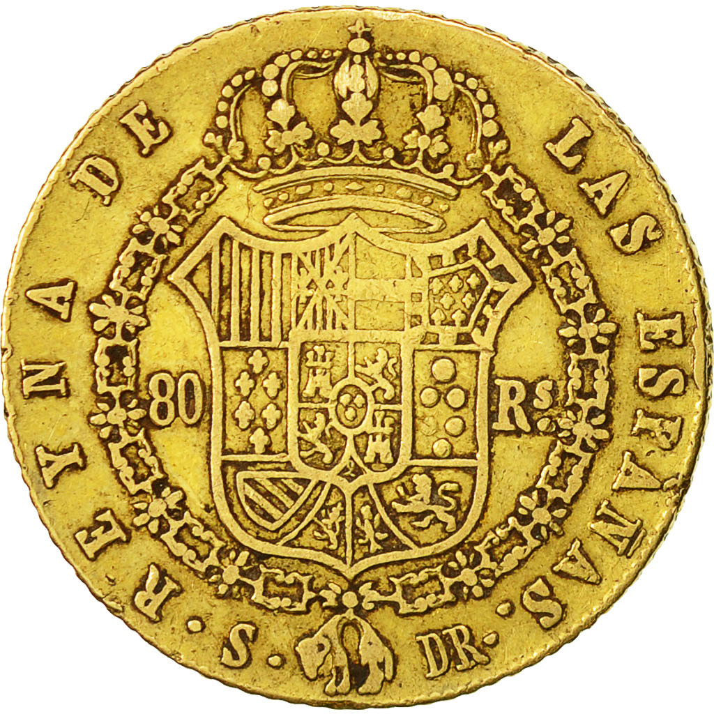 Münze, Spanien, Isabel II, 80 Reales, 1838, S, Gold, KM:578.3