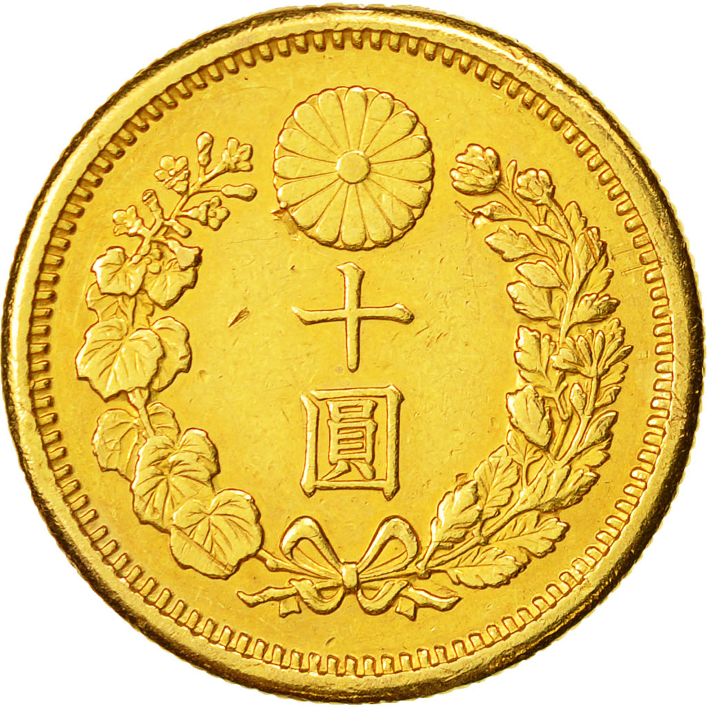 Coin, Japan, Mutsuhito, 10 Yen, 1908, AU(50-53), Gold, KM:33