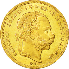 Coin, Hungary, Franz Joseph I, 8 Forint 20 Francs, 1875, MS(60-62), Gold