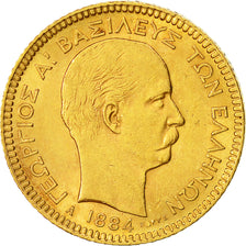 Coin, Greece, George I, 20 Drachmai, 1884, Paris, AU(55-58), Gold, KM:56