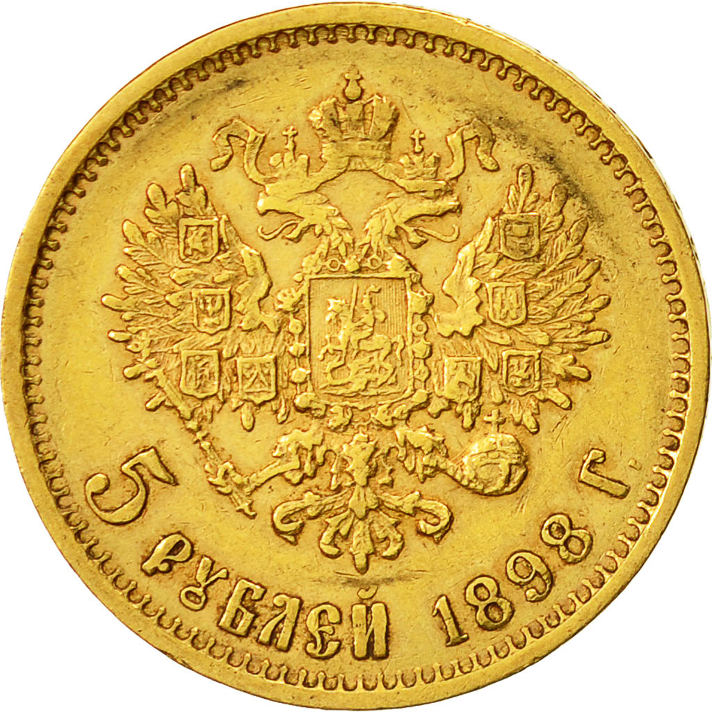 Münze, Russland, Nicholas II, 5 Roubles, 1898, St. Petersburg, SS, Gold, KM:62