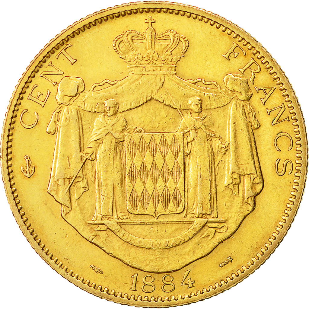 Coin, Monaco, Charles III, 100 Francs, Cent, 1884, Paris, AU(50-53), Gold, KM:99