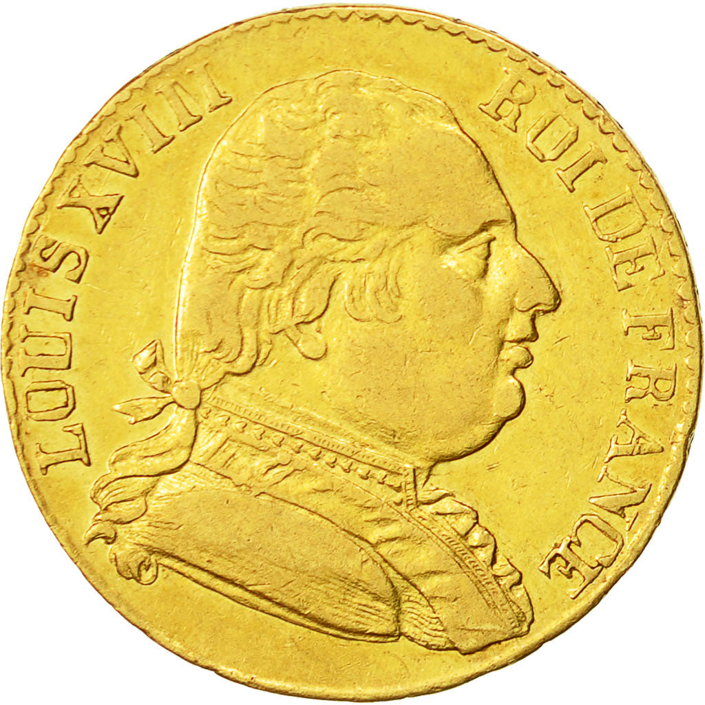 Coin, France, Louis XVIII, 20 Francs, 1815, London, EF(40-45), Gold, KM:1