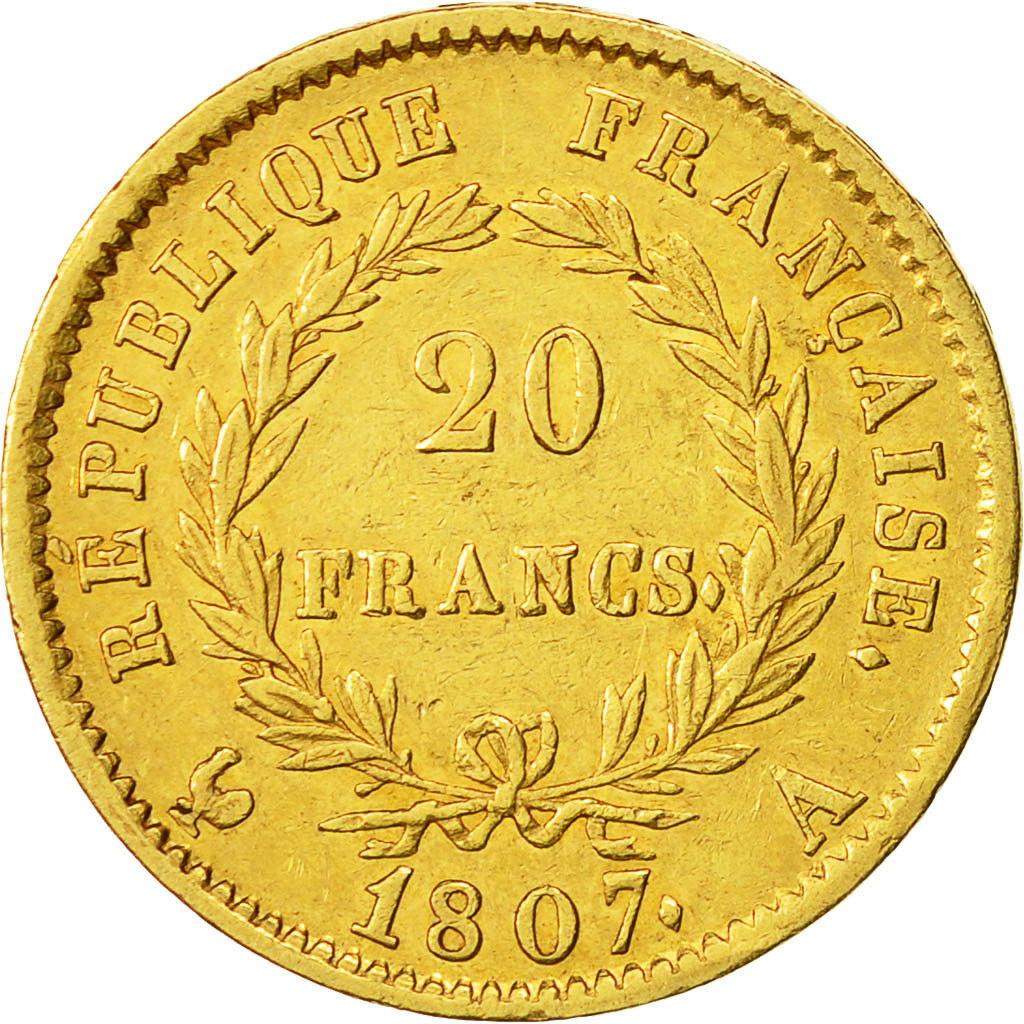 Monnaie, France, Napoléon I, 20 Francs, 1807, Paris, TTB, Or, Gadoury:1024