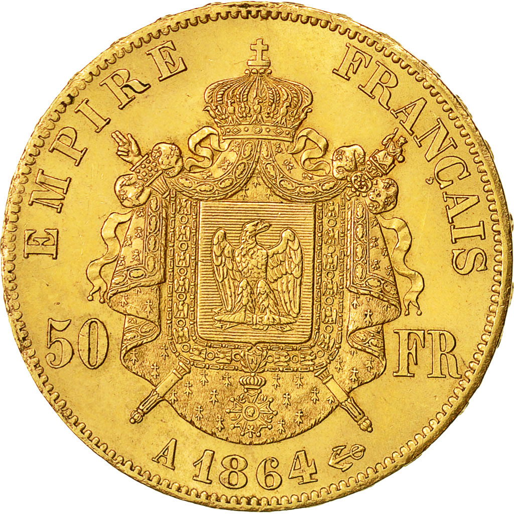 Munten, Frankrijk, Napoleon III, Napoléon III, 50 Francs, 1864, Paris, PR