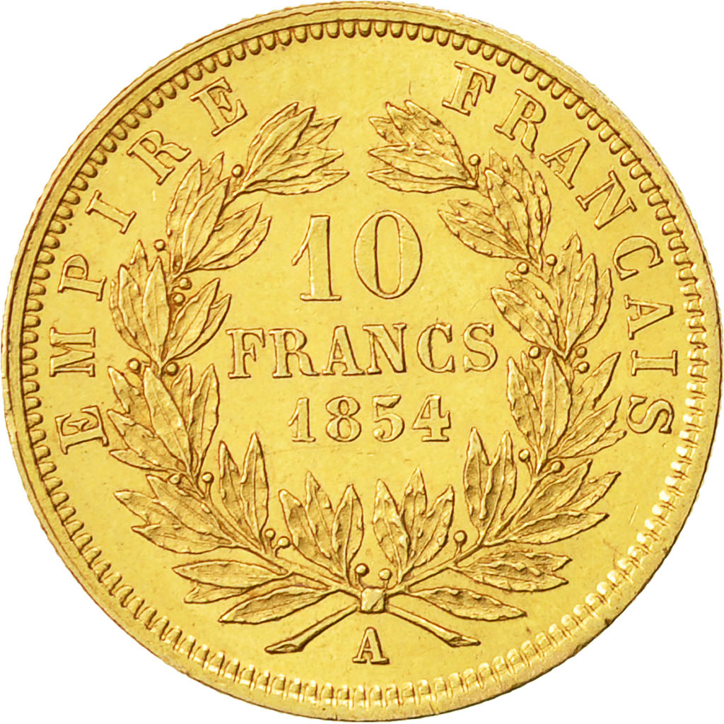 Coin, France, Napoleon III, Napoléon III, 10 Francs, 1854, Paris, Petit module