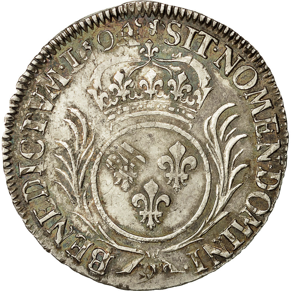 Coin, France, Louis XIV, 1/2 Écu aux palmes, 1/2 Ecu, 1694, Lille, AU(50-53)
