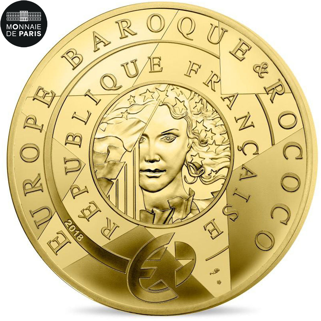 France, Monnaie de Paris, 5 Euro, Europa - Voltaire, 2018, MS(65-70), Gold